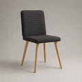 Chaise de salle à manger 45 x 55 x 85 cm tissu polyester gris foncé avec pieds en bois naturel