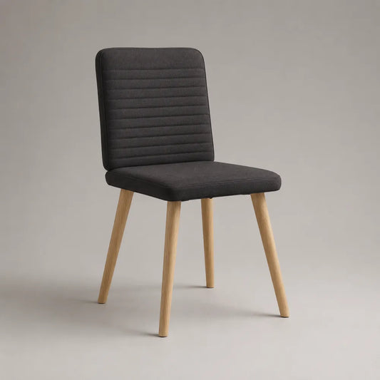 Chaise de salle à manger 45 x 55 x 85 cm tissu polyester gris foncé avec pieds en bois naturel