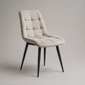 Chaise de salle à manger 55 x 60 x 85 cm en tissu polyester beige avec pieds en acier noir