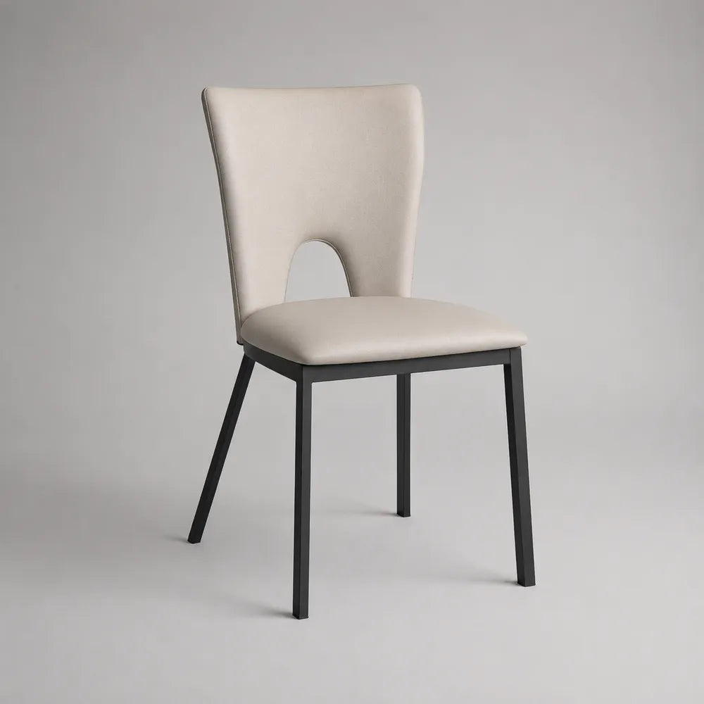 Chaise de salle à manger 45 x 55 x 85 cm tissu polyester beige avec pieds en acier noir