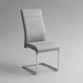 Chaise de salle à manger 45 x 60 x 95 cm en tissu polyester gris avec piètement luge en acier chromé