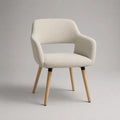 Fauteuil de salle à manger avec accoudoirs en tissu beige et pieds en bois clair 60 x 60 x 80 cm