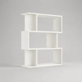 Bibliothèque 120 x 30 x 180 cm en panneau de particules blanc avec étagères asymétriques