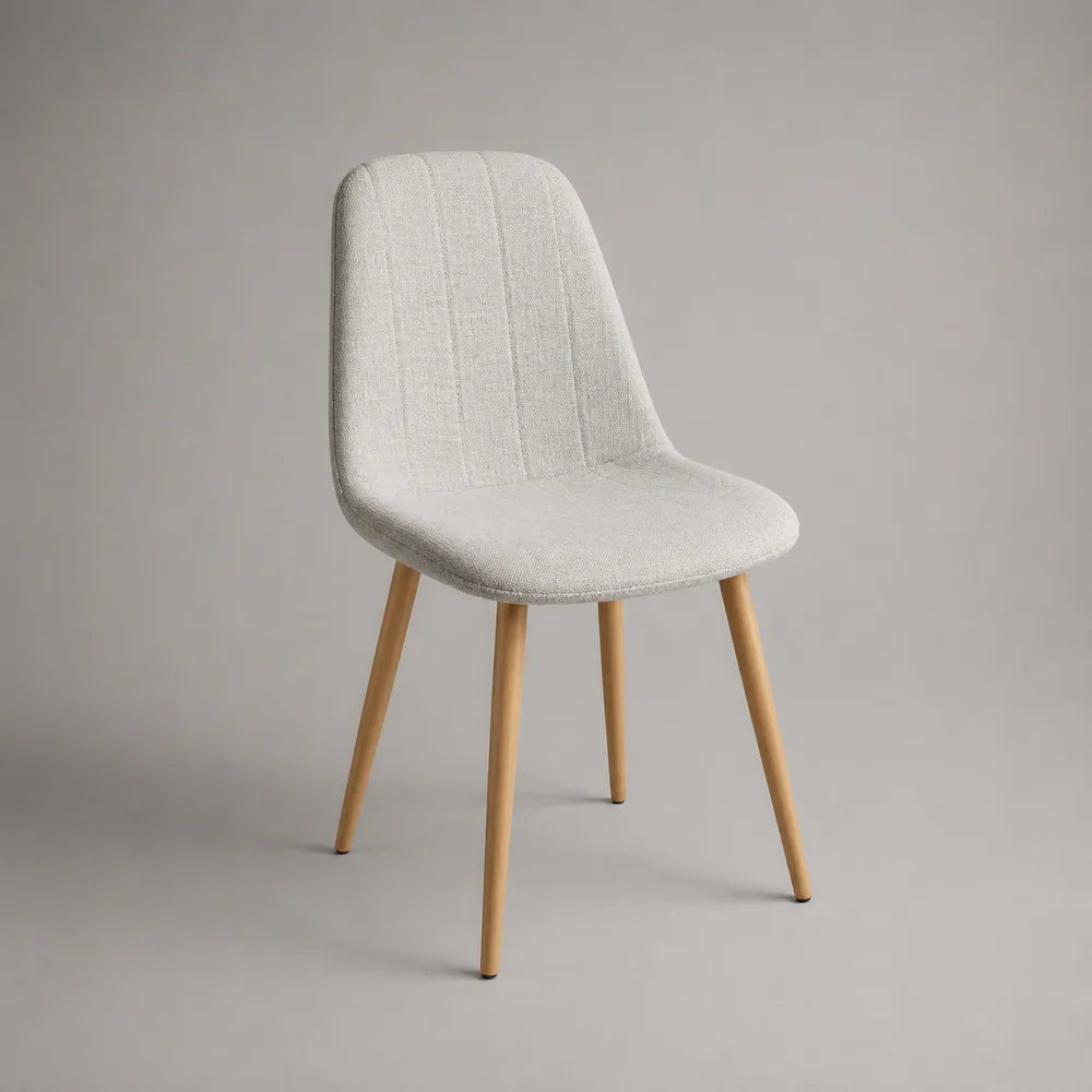 Chaise de salle à manger 50 x 60 x 85 cm en tissu polyester beige avec pieds en bois clair
