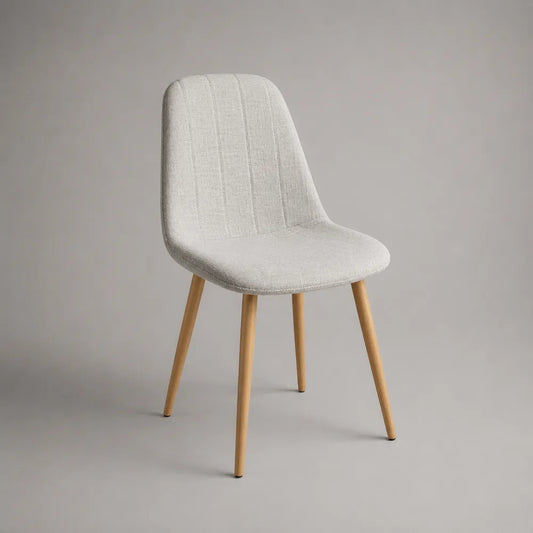 Chaise de salle à manger 50 x 60 x 85 cm en tissu polyester beige avec pieds en bois clair